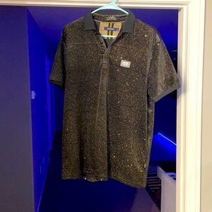 Black & Shiny Gold Barabas collar shirt